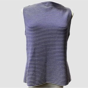 St. John Collection Purple and White Striped Tank Top